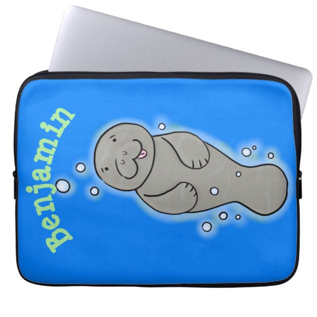 Cute baby-manat med illustration av bubblor laptop fodral (Framsidan)