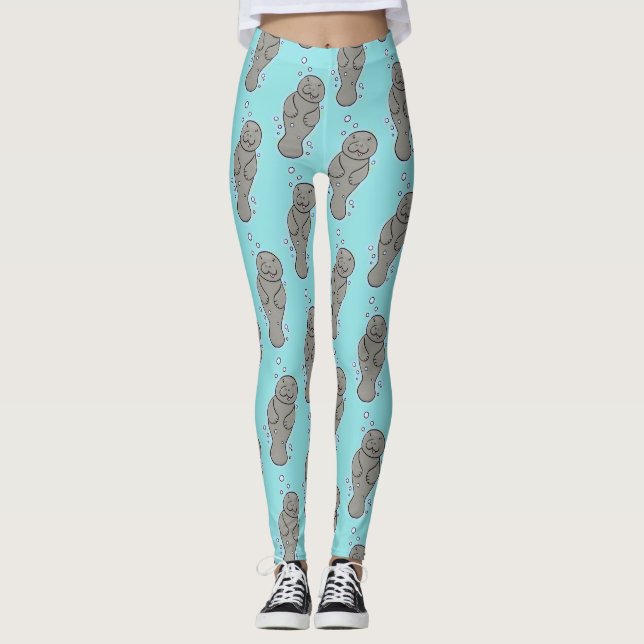 Cute baby-manat med illustration av bubblor leggings (Framsida)