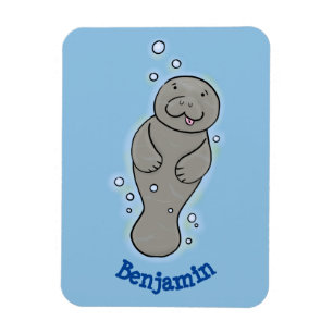 Cute baby-manat med illustration av bubblor magnet