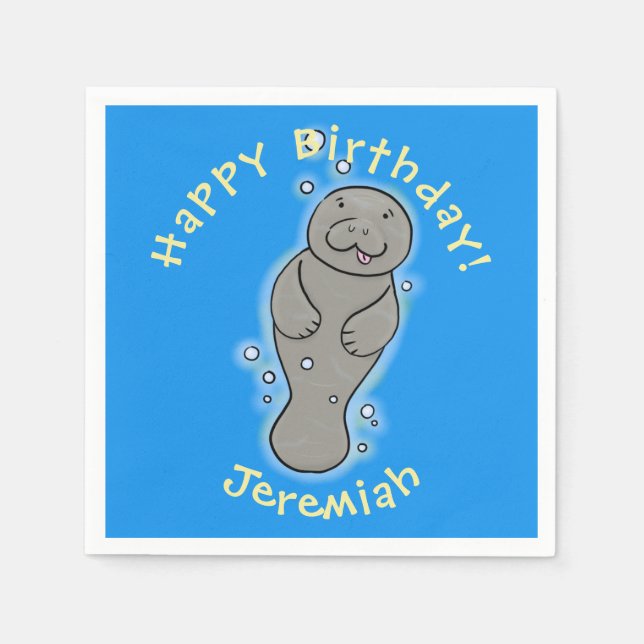 Cute baby-manat med illustration av bubblor pappersservett (Framsidan)