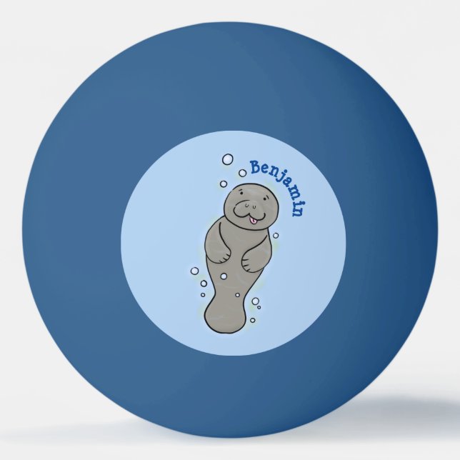 Cute baby-manat med illustration av bubblor pingisboll (Framsidan)
