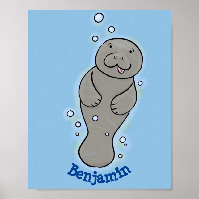Cute baby-manat med illustration av bubblor poster (Framsidan)