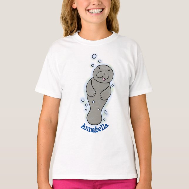 Cute baby-manat med illustration av bubblor t shirt (Framsida)