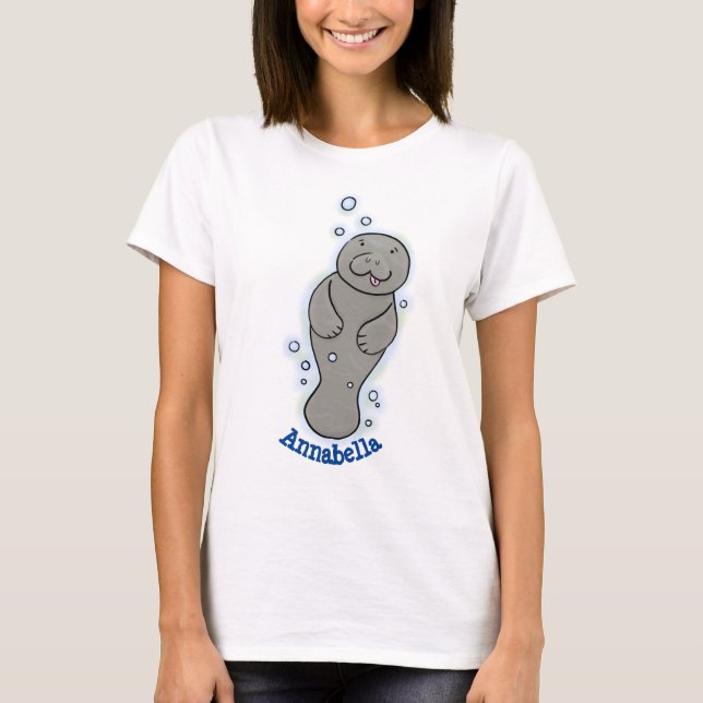Cute baby-manat med illustration av bubblor t shirt (Framsida)