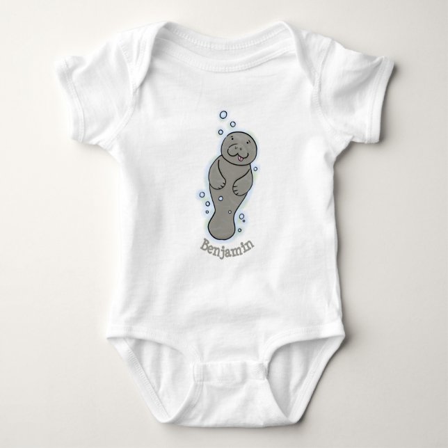 Cute baby-manat med illustration av bubblor t shirt (Framsida)