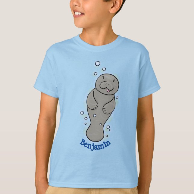 Cute baby-manat med illustration av bubblor t shirt (Framsida)
