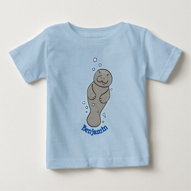 Cute baby-manat med illustration av bubblor t shirt (Framsida)