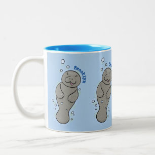 Cute baby-manat med illustration av bubblor Två-Tonad mugg