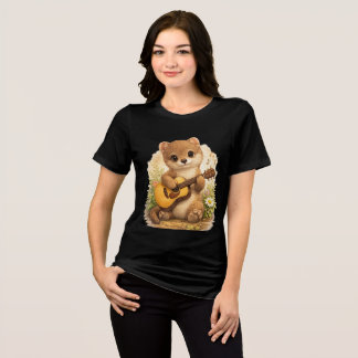 Cute Baby Marten Playing Guitar Music T-Shirt