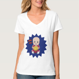 Cute baby med fotbollsspelarutrustning t shirt