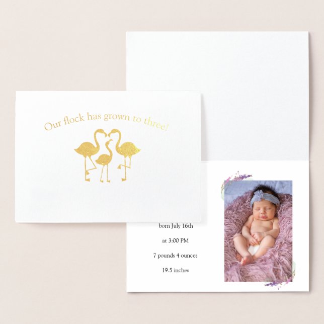 Cute Baby-meddelande Flamingo Flock Folierat Kort (Display)