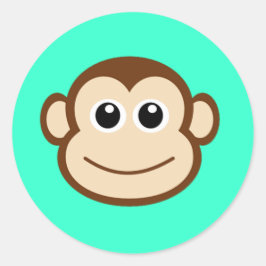 Cute Baby Monkey Ansikte Runt Klistermärke