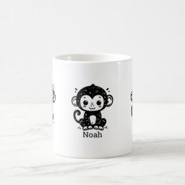 Cute Baby Monkey Teckning - Kawaii Nursery Art Kaffemugg
