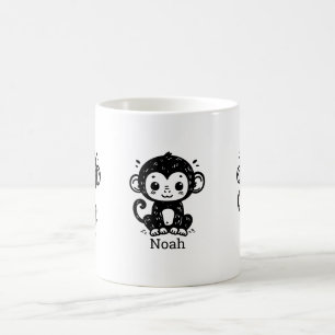 Cute Baby Monkey Teckning - Kawaii Nursery Art Kaffemugg