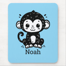 Cute Baby Monkey Teckning - Kawaii Nursery Art Musmatta