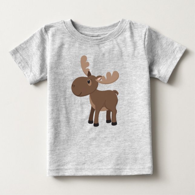 Cute Baby Moose Animal T Shirt (Framsida)