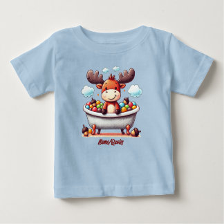 Cute Baby Moose Bath Time Cartoon Illustration T Shirt