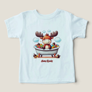 Cute Baby Moose Bath Time Cartoon Illustration T Shirt