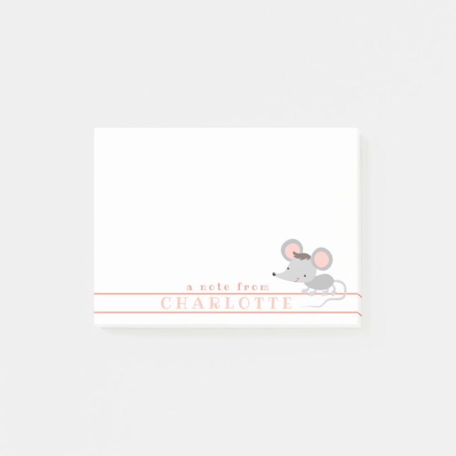 Cute Baby Mouse - Personlig Kids Post-it Block (Framsida)