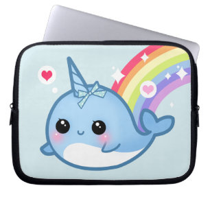 Cute baby narvalen och regnbåge laptop sleeve