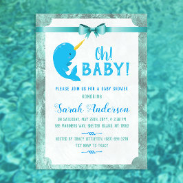 Cute Baby Narwhal Baby Shower Inbjudningar