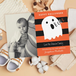 Cute Baby och Ghost Halloween Birth Notice Inbjudningar