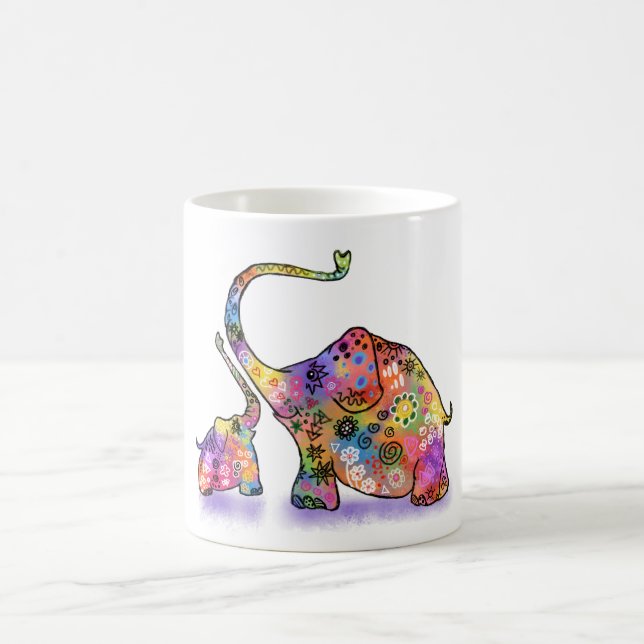 Cute Baby och Mamma Elephant Mugg (Center)