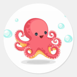 Cute Baby Octopus Runt Klistermärke