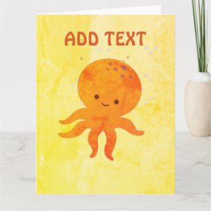 Cute Baby Octopus Tecknad Kort