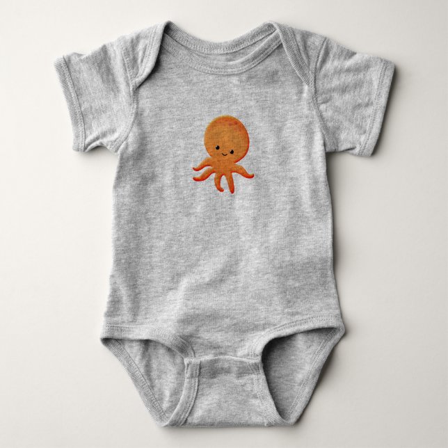 Cute Baby Octopus Teckning T Shirt (Framsida)