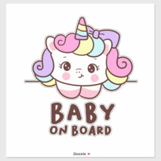 Cute Baby ombord på Unicorn Klistermärken