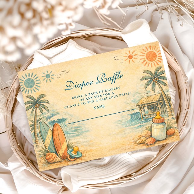 Cute Baby On Board Surf Diapper Raffle Tilläggskort (Skapare uppladdad)