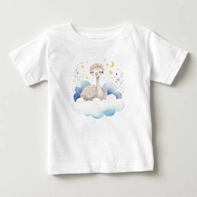 Cute Baby Ostrich vid Måne - T Shirt (Framsida)