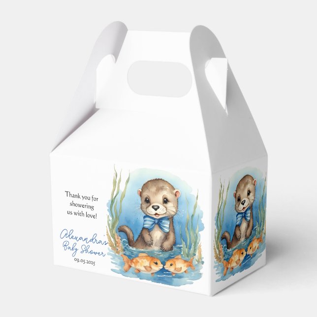 Cute Baby Otter Boy Shower Presentaskar (Framsidan Sidan)