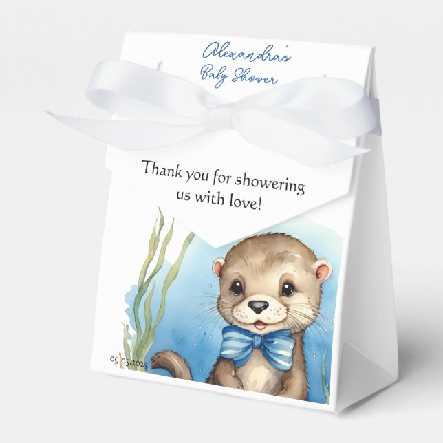 Cute Baby Otter Boy Shower Presentaskar (Framsidan Sidan)