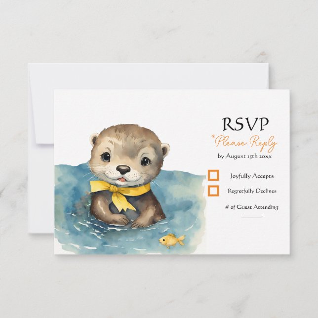 Cute Baby Otter Gender Neutral Baby Shower OSA Kort (Framsida)
