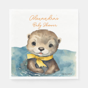 Cute Baby Otter Gender Neutral Baby Shower Pappersservett
