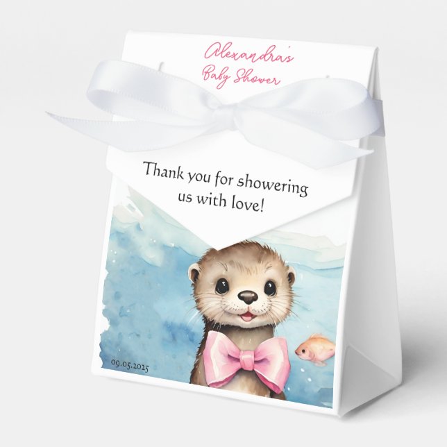 Cute Baby Otter Girl Baby Shower Presentaskar (Framsidan Sidan)
