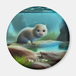 Cute baby otter i dammen - anpassningsbar magnet