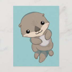 Cute Baby Otter Valp Vykort