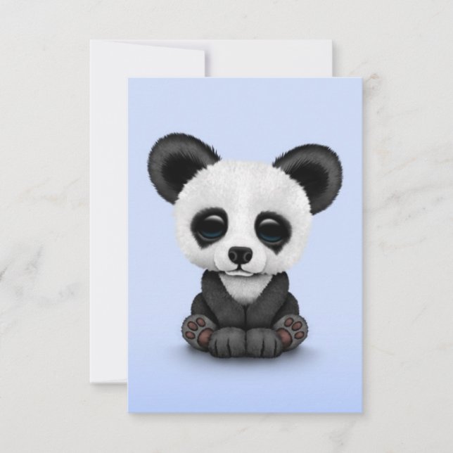Cute Baby Panda Bear Unge på Light Blue (Framsida)