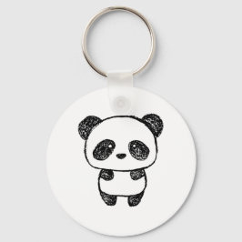 Cute Baby Panda Drawn in Charcol #3 Nyckelring