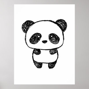 Cute Baby Panda Drawn in Charcol - Amanda Roos Poster