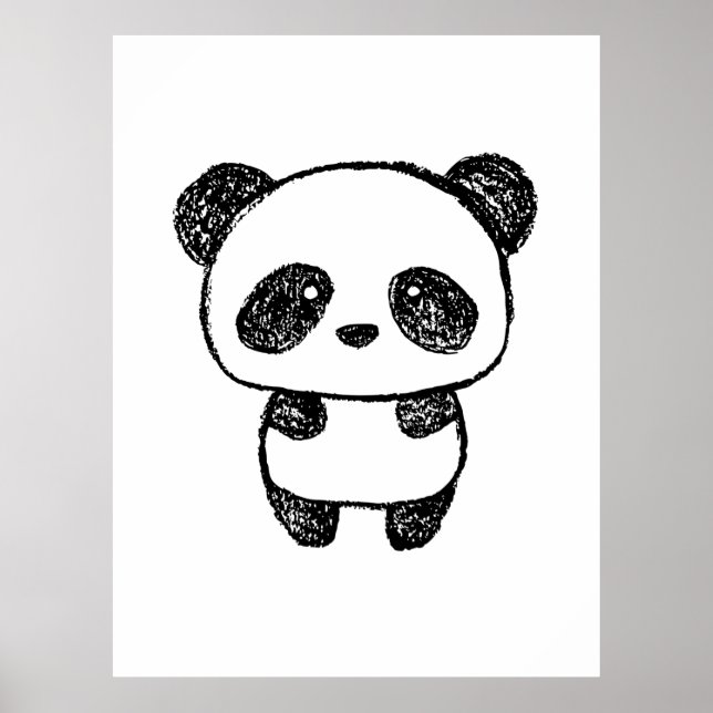 Cute Baby Panda Drawn in Charcol - Amanda Roos Poster (Framsidan)
