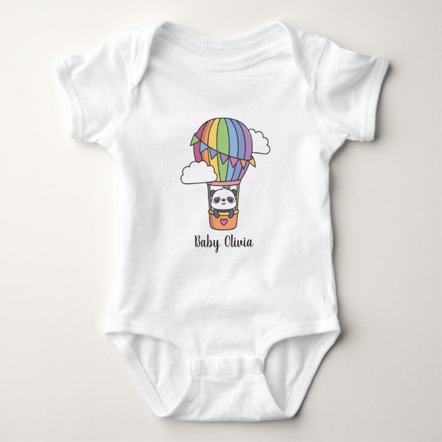 Cute Baby Panda i Luftballong T Shirt (Framsida)