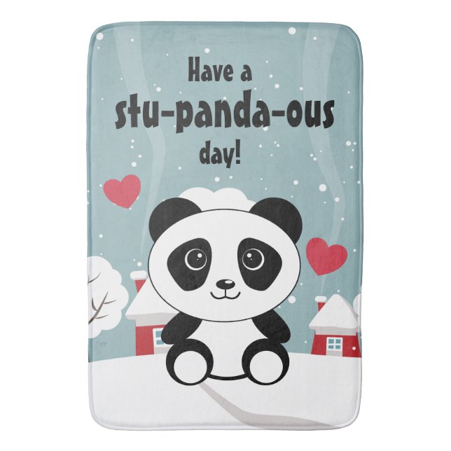 Cute Baby Panda in Winter Snö Grått Badrumsmatta (Framsidan (Vertikal))