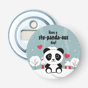 Cute Baby Panda in Winter Snö Grått Flasköppnare