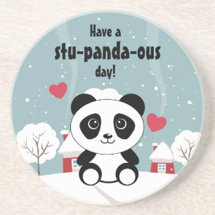 Cute Baby Panda in Winter Snö Grått Underlägg