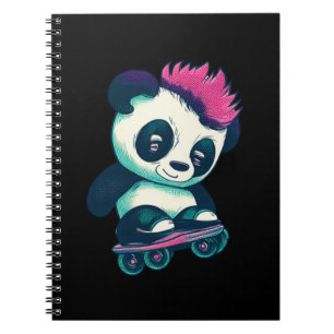 Cute Baby Panda med mohawk   Skater Panda Anteckningsbok