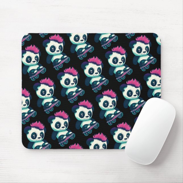 Cute Baby Panda med mohawk | Skater Panda Musmatta (Med mus)